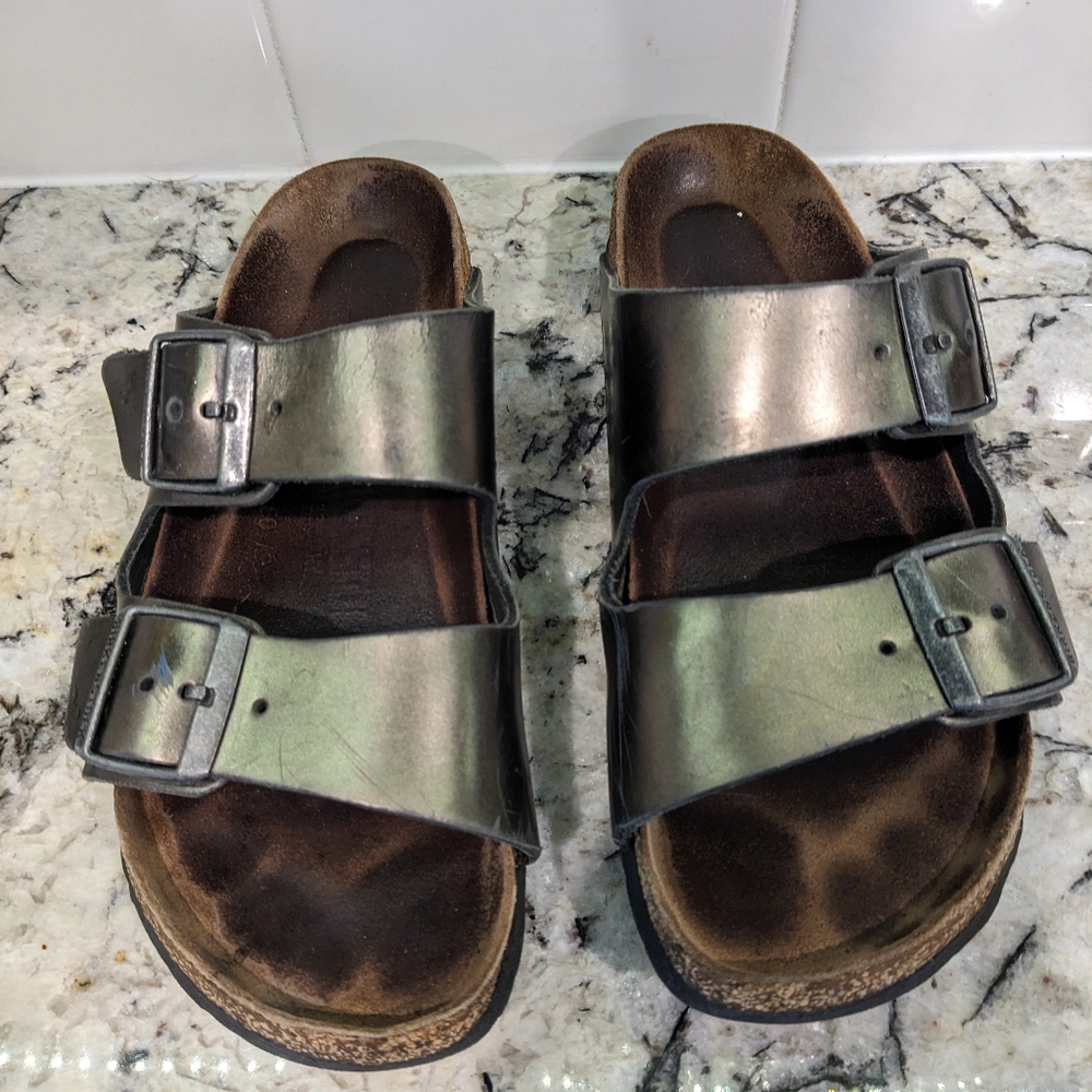 Birkenstock Arizona - gorgeous silvery/gold shine